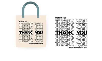 Eco bag icon. Reuse concept. Thanks for not using plastic bag. Vector on isolated white background. EPS 10