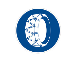 Command road sign. Traffic sign snow chains. Snow chains are required.