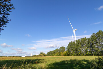 A wind power plant in the nature in Germany