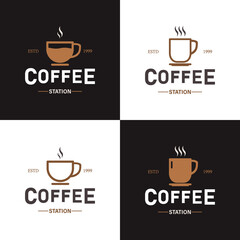 Coffe station label. Time for coffee. Cafe. Vector on isolated white background. EPS 10