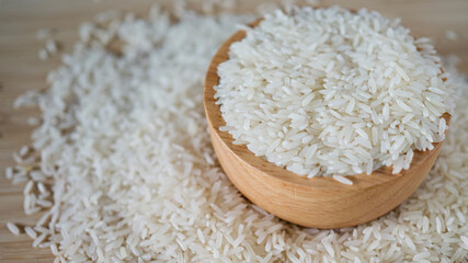 Wooden cup with rice