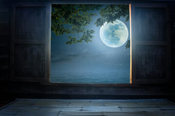 moon over the window