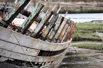 Abandoned old boat hull