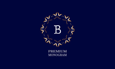 Decorative monogram design with the letter of the alphabet B. Elegant logo of the logo of the restaurant, hotel, business. Can be used for invitations, booklets, postcards.