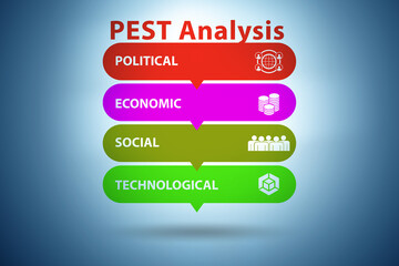 PEST analysis concept in business illustration