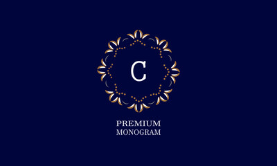 Decorative monogram design with the letter of the alphabet C. Elegant logo of the logo of the restaurant, hotel, business. Can be used for invitations, booklets, postcards.