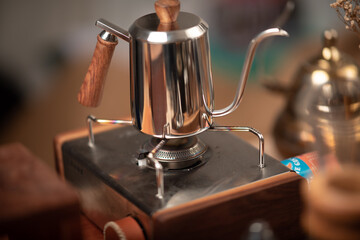 Obraz na płótnie Canvas kits set of coffee drip filter showing in cafe