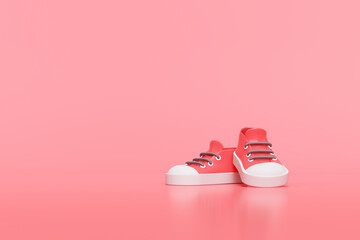 Creative Red shoe on gradient background, 3d rendering. - obrazy, fototapety, plakaty