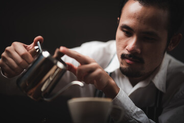 process to making coffee with coffee filter dripper kits, vintage style tools for barista brewing