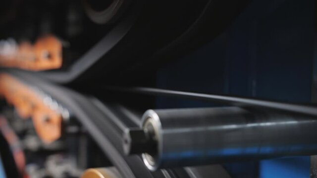 Production line manufacturing electric cable at the factory.