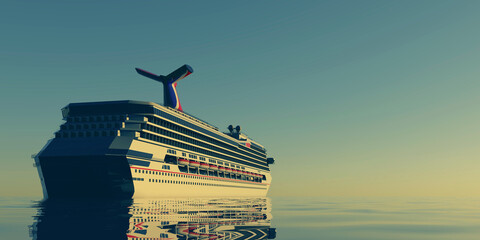 Luxury Cruise Ship. Extremely detailed and realistic high resolution 3d rendering