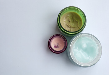 facial balm serum mask green pink blue