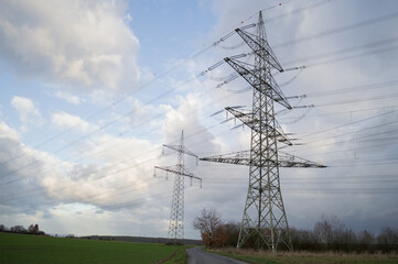 Utility Poles and Road in the German Countryside