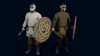 Viking warriors 3d render