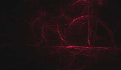 Abstract computer generated fractal. Red lines over dark background