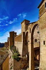 City walls of the town of Pitigliano Tuscany Italy