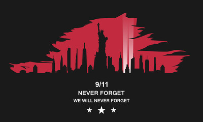Patriot day USA vector concept. Never forget September 11, 2001.