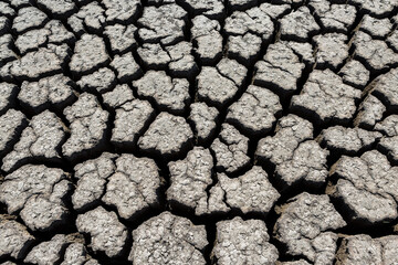 Part of a huge area of dried land suffering from drought in cracks.