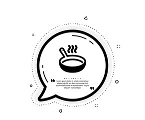 Frying pan icon. Quote speech bubble. Cooking sign. Food preparation symbol. Quotation marks. Classic frying pan icon. Vector