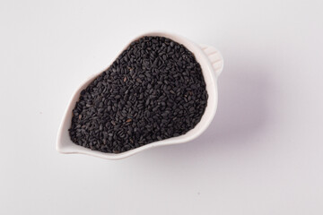 Black sesame in white ceramic cup