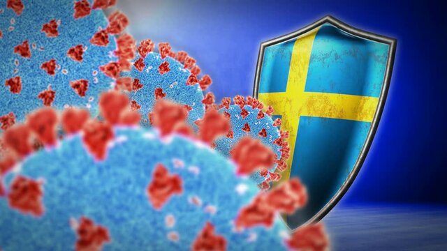 fight of the Sweden with coronavirus - 3D render seamless loop animation