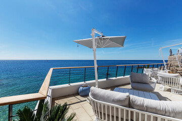 Obraz premium Blue sea from cafe terrace