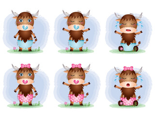 cute baby Yak collection in the children's style