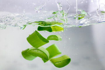 Several pieces of aloe have fallen into the water.