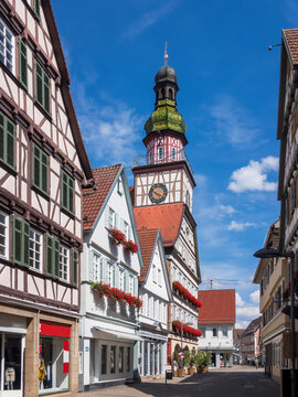 Fachwerk-Rathaus in Kirchheim unter Teck, Baden-W&uuml;rttemberg, Deutschland. Europa