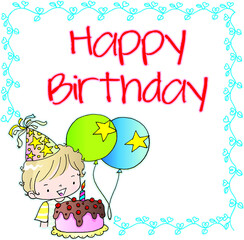 vector cartoon happy Birthday card