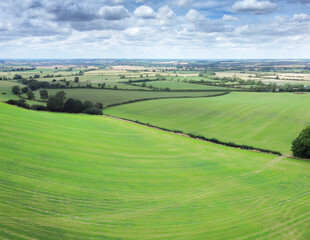 Fototapeta na wymiar aerial view of farmland in the uk