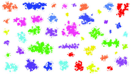 Fototapeta na wymiar Color Set Spray Collection Different Paint Splatter And Blob Splash Blot Element With Different Shapes Vector Object Brush Design Style