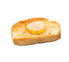 Traditional fried French toast with honey isolated on a white background