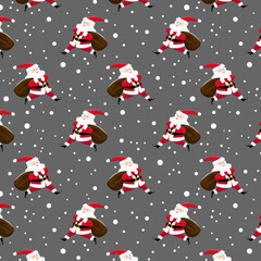 Seamless pattern. Santa Claus on a on gray background.