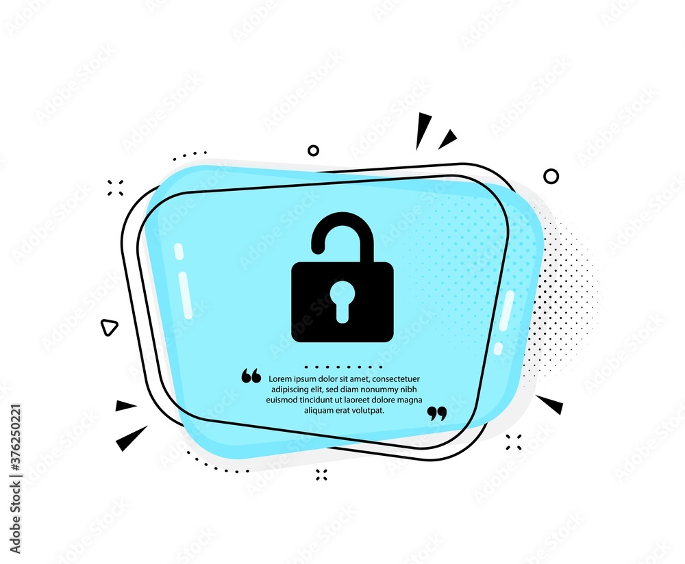Poster lock icon. quote speech bubble. private locker sign. password encryption symbol. quotation marks. cl