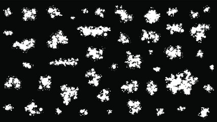 White Set Spray Collection Different Paint Splatter And Blob Splash Blot Element With Different Shapes Vector Object Brush Design Style