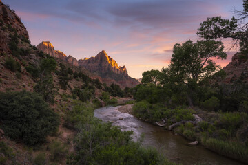 Colorful sunset at Zion National Park in Utah