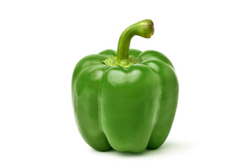 Organic Green pepper isolated on white background, clipping path.