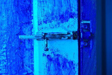 Just an iron lock on the door a blue bolt