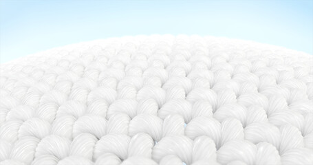 Close-up fabric fiber. Fibers with a spiral surface And that surface is a wave. 3D illustration.