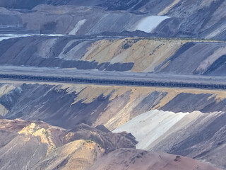 Lignite mining, surreal landscape in Garzweiler in Germany, searching for brown coal