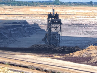 Lignite mining, surreal landscape in Garzweiler in Germany, searching for brown coal