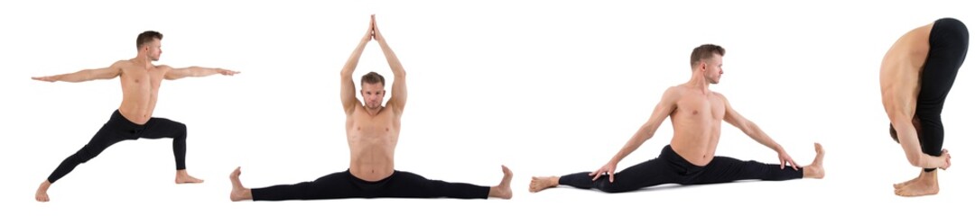 Obraz premium Young attractive man. Yoga, sports and a healthy lifestyle. 