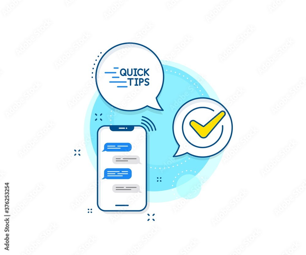 Poster helpful tricks sign. phone messages complex icon. quick tips line icon. tutorials symbol. messenger 