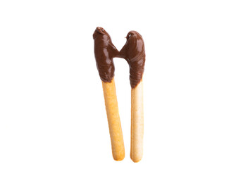 biscuit stick with chocolate cream isolated