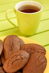 Chocolate madeleine Tea Colorful tabletop