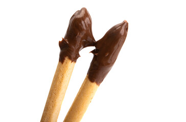 biscuit stick with chocolate cream isolated