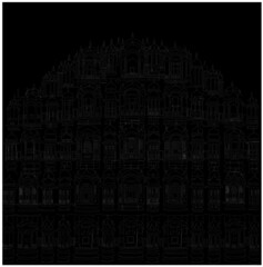 Hawamahal from Jaipur Line drawing Illustration. Line work