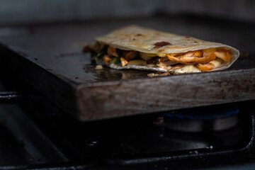 Preparation of tacos in the kitchen