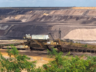 Lignite mining, surreal landscape in Garzweiler in Germany, searching for brown coal
